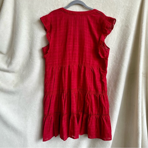 Knox Rose Red Boho Cap Sleeve Tiered Dress Size Large Tassel Ruffle Worn Once - Picture 6 of 6